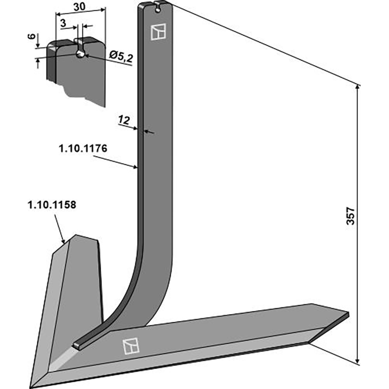 Landwirtschaft Bodenbearbeitung Grubber Schare & Leitbleche Stiel mit Schar 600mm Steketee Landwirtschaft Bodenbearbeitung Grubber Schare & Leitbleche Stiel mit Schar 600mm Steketee