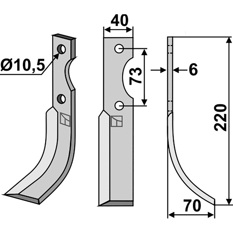AGI-01R Fräsmesser, rechte Ausführung Agrimac Fräsmesser, rechte Ausführung IHOF AGI-01R