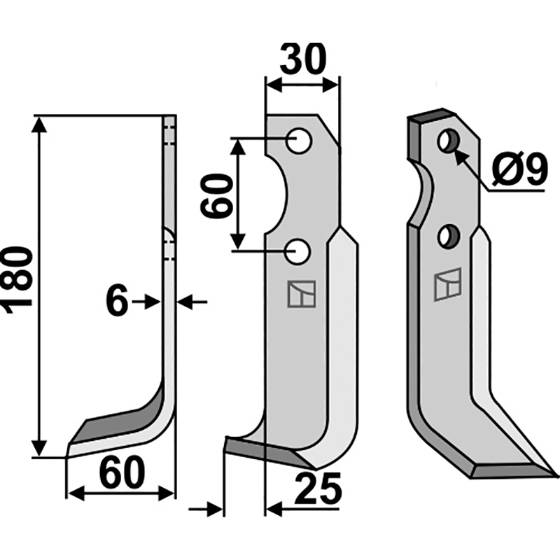 Brumital-Agris 04Z05 Fräsmesser, linke Ausführung IHOF BRU-22L