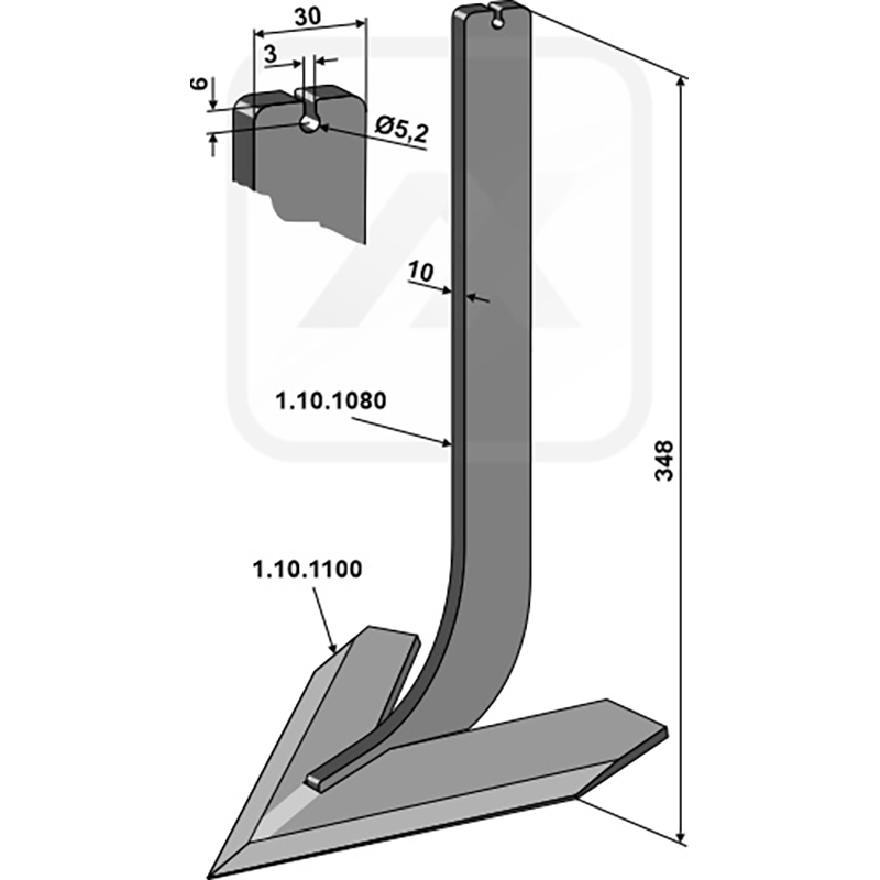 Landwirtschaft Bodenbearbeitung Grubber Schare & Leitbleche Stiel mit Schar 160mm Steketee Landwirtschaft Bodenbearbeitung Grubber Schare & Leitbleche Stiel mit Schar 160mm Steketee