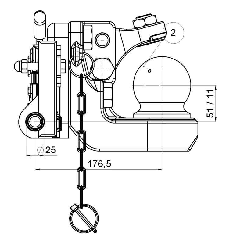 K80-Zugkugel für CASE IH NEW Holland Steyr 325 mmYR 