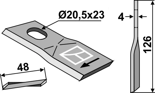 Rotorklinge 126x48mm passend für Agram Rotorklinge 126x48mm passend für Agram