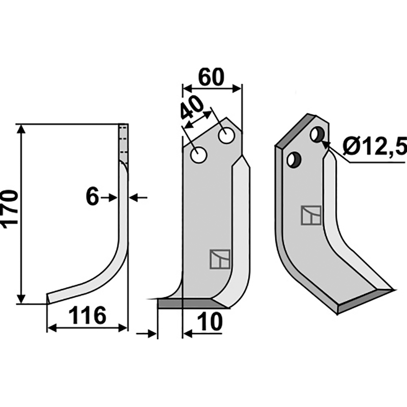 Breviglieri|Maschio/Gaspardo 0030104S|40000405 Fräsmesser, linke Ausführung IHOF BRE-14L