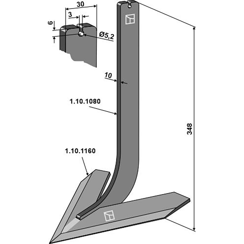 Landwirtschaft Bodenbearbeitung Grubber Schare & Leitbleche Stiel mit Schar 220mm Steketee Landwirtschaft Bodenbearbeitung Grubber Schare & Leitbleche Stiel mit Schar 220mm Steketee