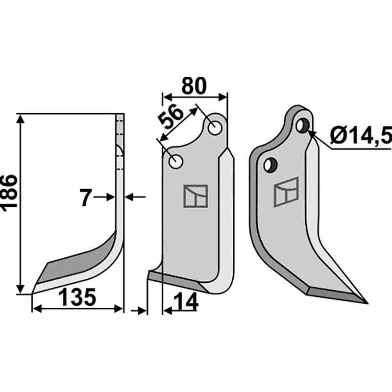 MAS-42L Fräsmesser, linke Ausführung Maschio/Gaspardo 02108433 Fräsmesser, linke Ausführung IHOF MAS-42L