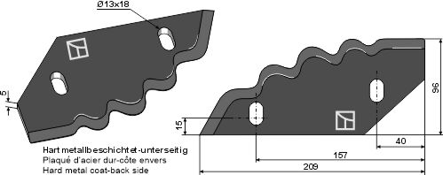 Futtermischwagenmesser - Hartmetallbeschichtet - links