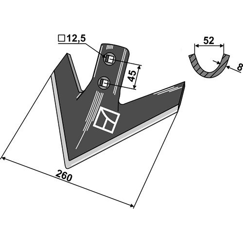 Landwirtschaft Bodenbearbeitung Grubber Schare & Leitbleche Gänsefussschar 260mm Grubber Schare & Leitbleche Gänsefussschar 260mm