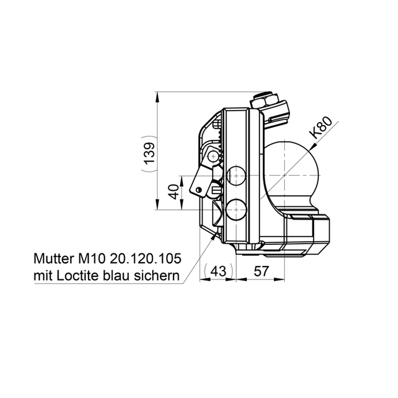 K 80 Kugel Scharmüller 05631151A11 Fendt Agco grau 
