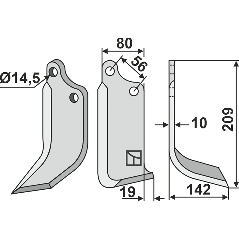 MAS-05R Fräsmesser, rechte Ausführung Maschio/Gaspardo 13100418 Fräsmesser, rechte Ausführung IHOF MAS-05R