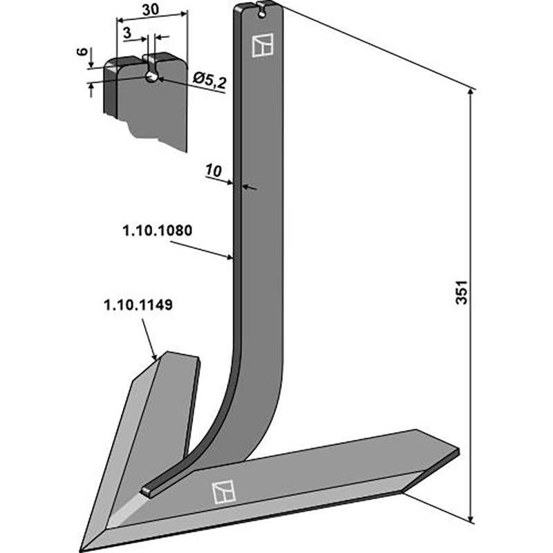 Landwirtschaft Bodenbearbeitung Grubber Schare & Leitbleche Stiel mit Schar 300mm Steketee Landwirtschaft Bodenbearbeitung Grubber Schare & Leitbleche Stiel mit Schar 300mm Steketee