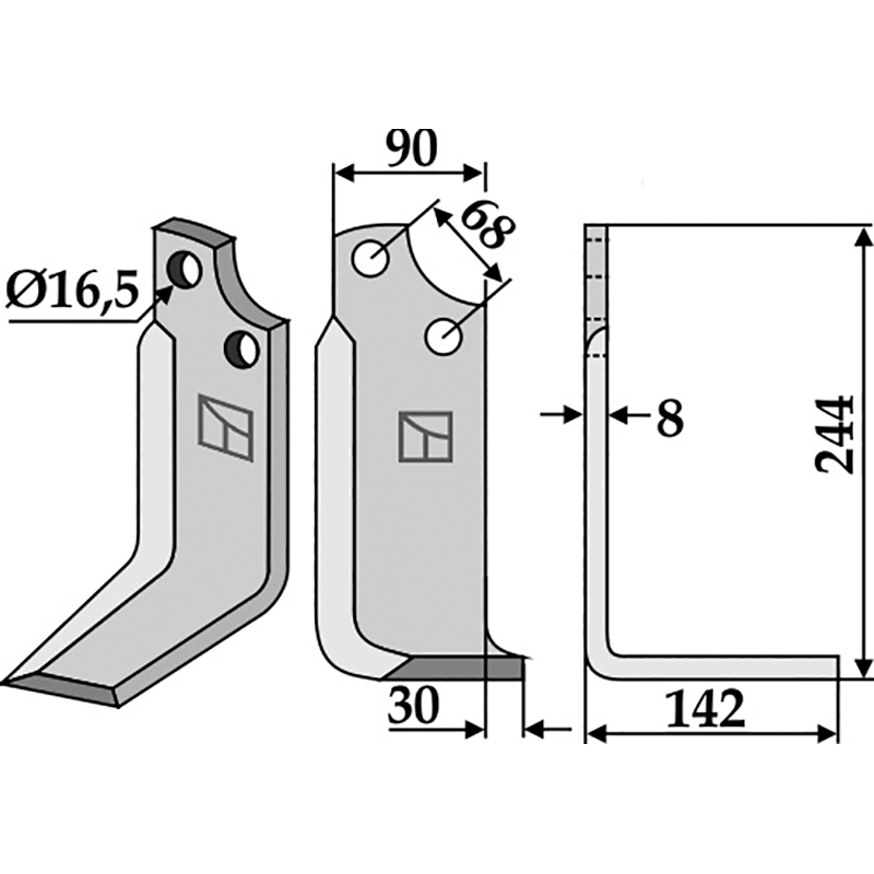 MAS-07R Fräsmesser, rechte Ausführung Maschio/Gaspardo 20100414 Fräsmesser, rechte Ausführung IHOF MAS-07R