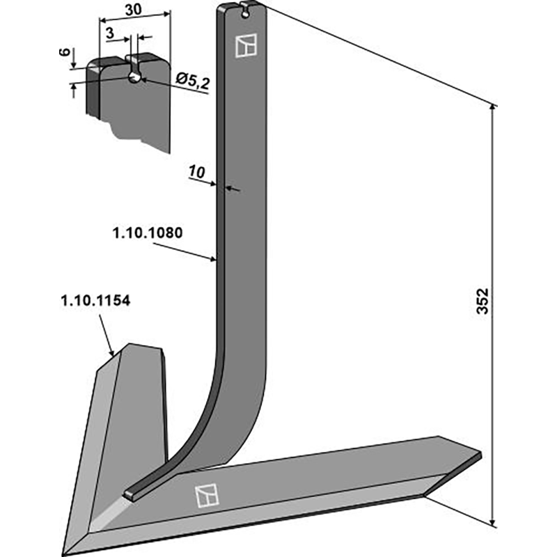 Landwirtschaft Bodenbearbeitung Grubber Schare & Leitbleche Stiel mit Schar 400mm Steketee Landwirtschaft Bodenbearbeitung Grubber Schare & Leitbleche Stiel mit Schar 400mm Steketee