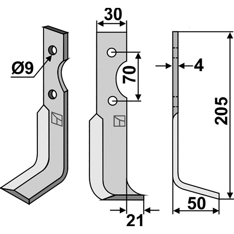 AGR-13R Fräsmesser, rechte Ausführung Agria 1250 172 23 Fräsmesser, rechte Ausführung IHOF AGR-13R