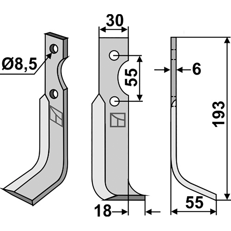 BCS-13R Fräsmesser, rechte Ausführung B.C.S.|Ferrari|Pasquali 59275 Fräsmesser, rechte Ausführung IHOF BCS-13R