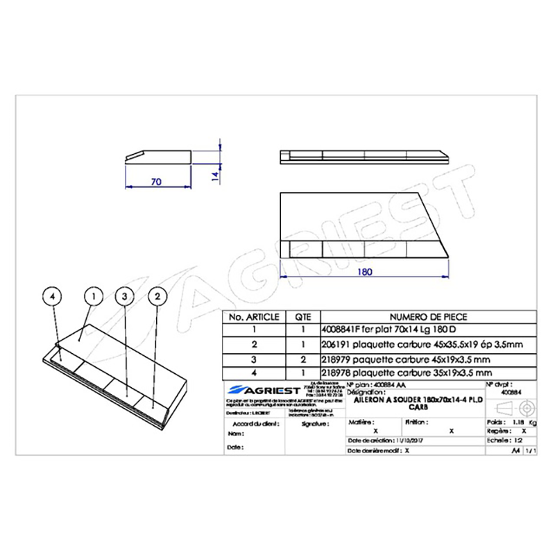 Grubber Anschweißteile Flach Anschweissteil Hartmetall 180X70X14 Rechts