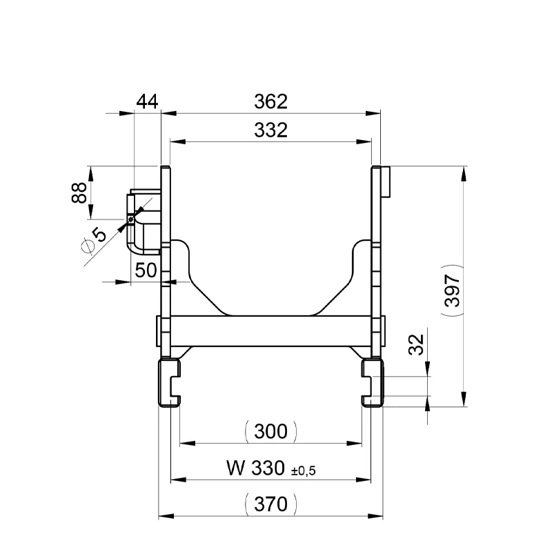 Anhängebock Scharmüller 00.108.01.4-A02 330 mm Case B-Familie 43er, 56er 