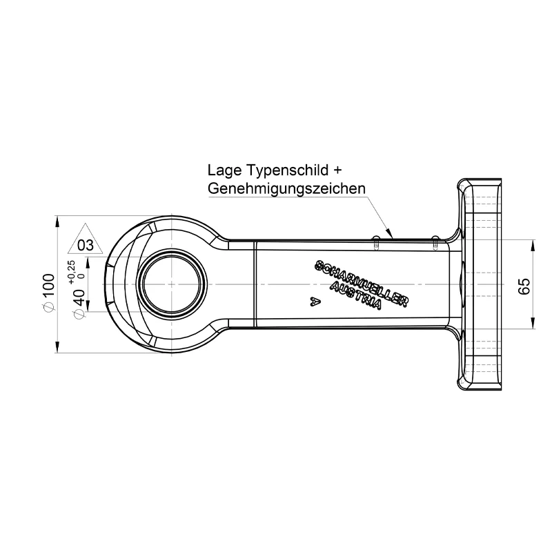 Zugöse 40er Öse Flansch 110x100 Zugöse Ringzugöse Scharmüller 00.652.25.0-A90 40 mm Flansch 110x100