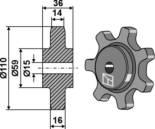 Kettenrad Ø110 |69-1503 Industriehof Scherenbostel | Kettenrad Ø110 (69-1503)