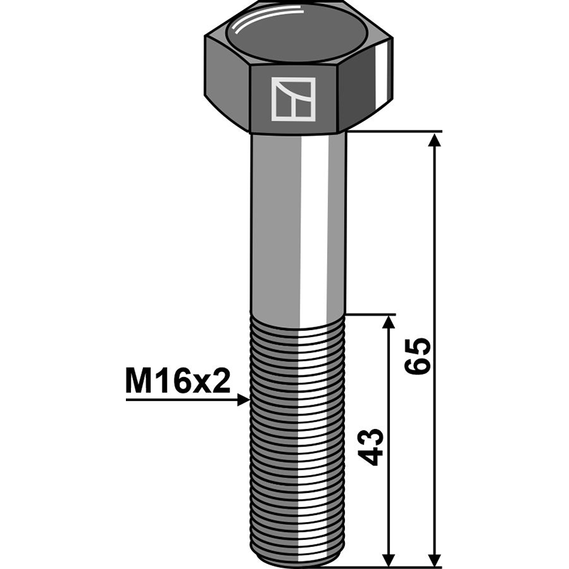 Landwirtschaft Bodenbearbeitung Grubber Schare & Leitbleche Sechskantschraube M16 ohne Mutter