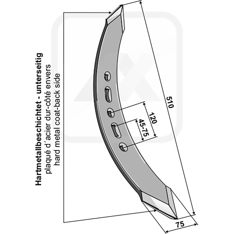Landwirtschaft Bodenbearbeitung Grubber Schare & Leitbleche Gedrehtes Schar - Ausführung rechts Amazone / BBG