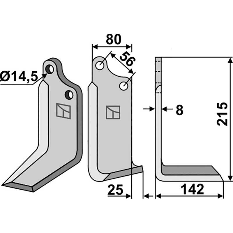 MAS-04R Fräsmesser, rechte Ausführung Maschio/Gaspardo 01110428 Fräsmesser, rechte Ausführung IHOF MAS-04R