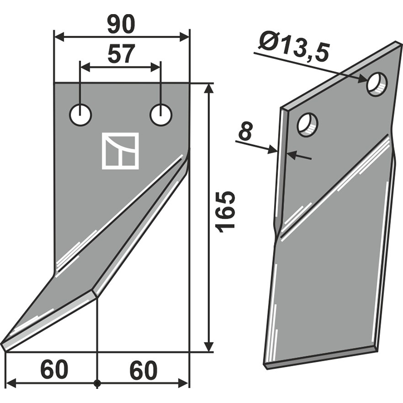 ROT-26L Rotorzinken, linke Ausführung Rotadairon 450.1004 Rotorzinken, linke Ausführung IHOF ROT-26L
