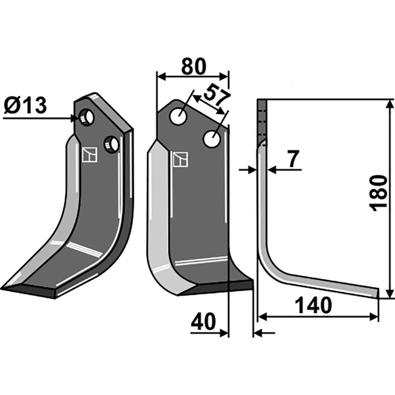 AGRA-07R Fräsmesser, rechte Ausführung Agrator|Agric Fräsmesser, rechte Ausführung IHOF AGRA-07R