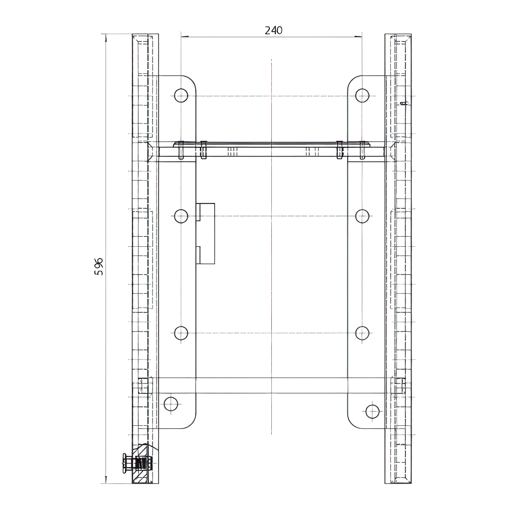 Rockinger Anhängebock RO880A2904C für John Deere 5M 5070/5080/5100; Leiter für höhenverstellbare Kupplungen; Spurweite 330 mm, D-Wert 48,5 kN, Stützlast 2,0 t; mit ABG (M) und EG (e1).