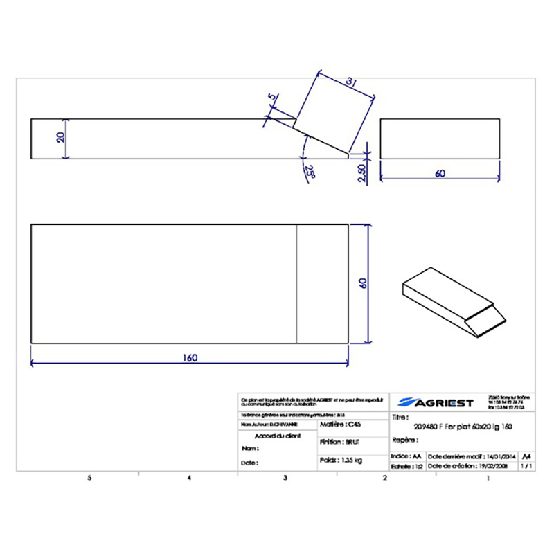 Grubber Anschweißteile Einschweißspitze 160X60X20 Hartmetall
