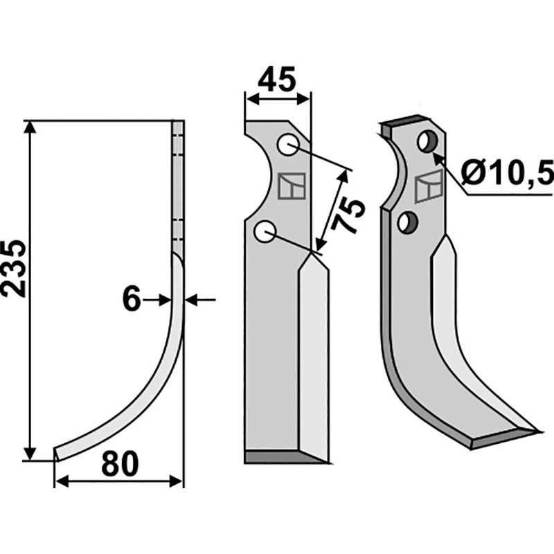 FOR-08L Fräsmesser, linke Ausführung Fort|Roteco 15135050|60327 310-314 MTZ Fräsmesser, linke Ausführung IHOF FOR-08L