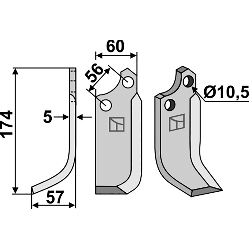 Maschio/Gaspardo 21100413 Fräsmesser, linke Ausführung IHOF MAS-08L