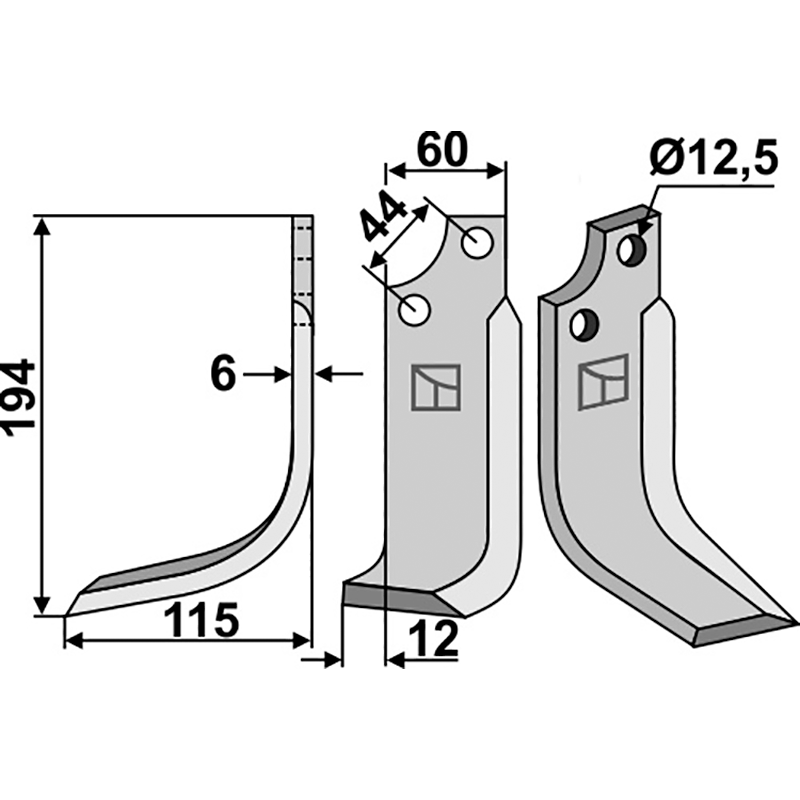 Maschio/Gaspardo 19100418 Fräsmesser, linke Ausführung IHOF MAS-01L