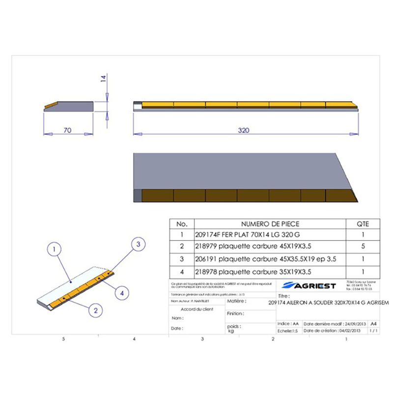 Flach Anschweissteil 320X70X14 L Agrisem Agrisem Grubber Anschweißteile Flach Anschweissteil 320X70X14 L Agrisem Agrisem