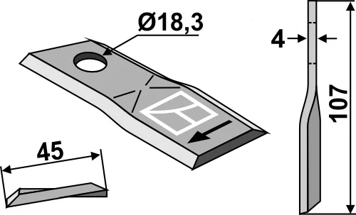 Rotorklinge 107x45mm passend für Kuhn Rotorklinge 107x45mm passend für Kuhn