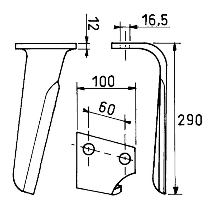 Zinken Rechts 100X12 Ea60 D16 L290 Feraboli