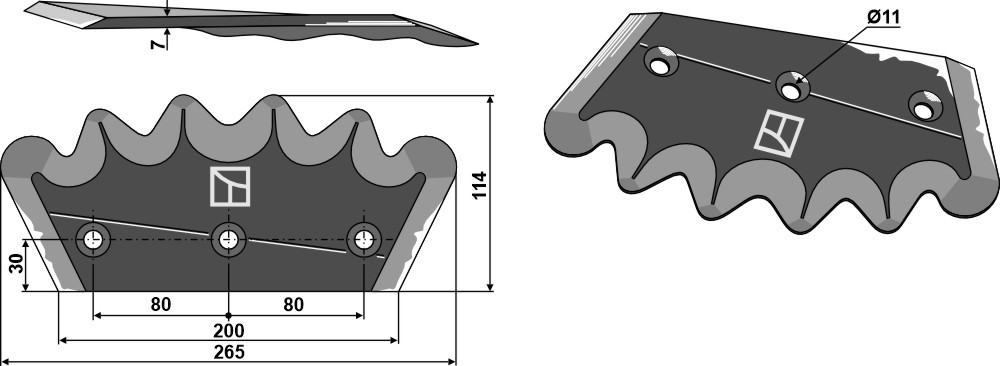 Futtermischwagenmesser - Hartmetallbeschichtet, rechts