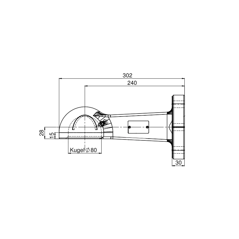 Kalotte K80-Zugöse Scharmüller 240mm Ausladung bis Kugelmitte K80 Kalotte Zugöse 240mm Ausladung bis Kugelmitte