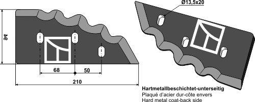 Futtermischwagenmesser - Hartmetallbeschichtet - rechts