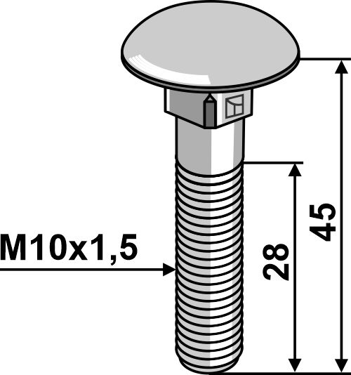 Flachrundschraube M10x1,5x45 - galvanisch verzinkt
