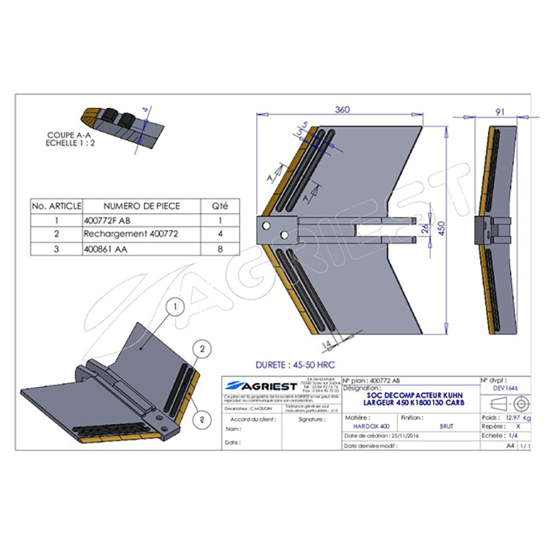 Landwirtschaft Bodenbearbeitung Grubber Tiefenlockerer Schar Nachbau Kuhn K1800130 Hartmetall