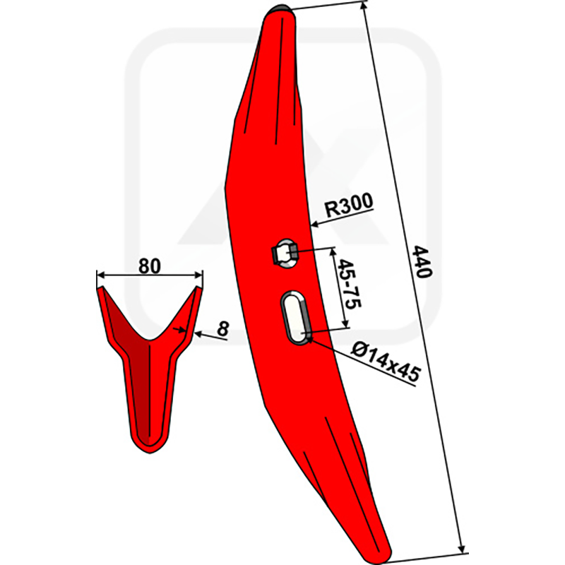 Landwirtschaft Bodenbearbeitung Grubber Schare & Leitbleche Grubberschar Melone 450mm Gard Landwirtschaft Bodenbearbeitung Grubber Schare & Leitbleche Grubberschar Melone 450mm Gard