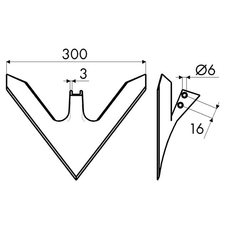 Hacktechnik Gänsefussspitze 300X3,5 Rau-Schmotzer