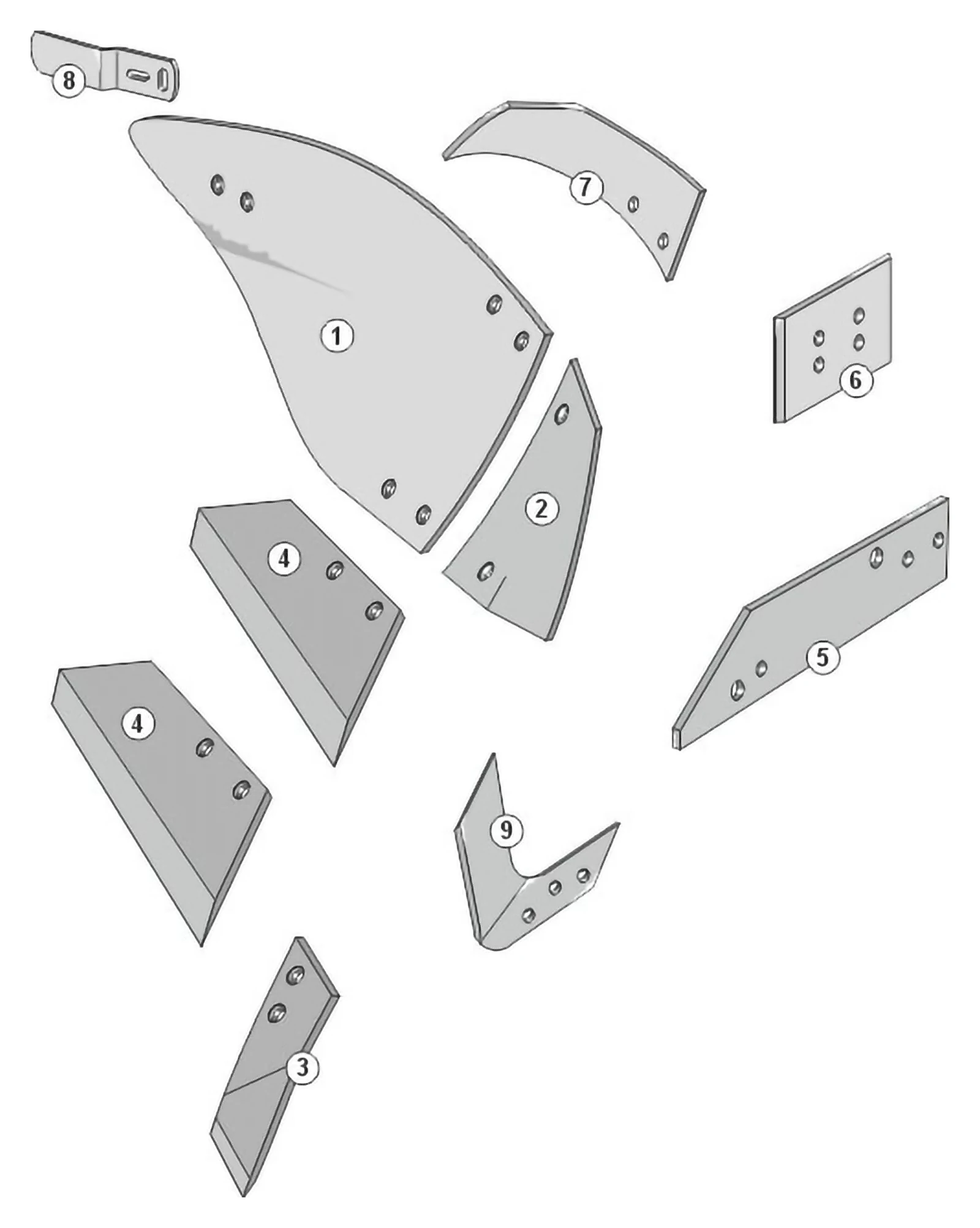 Explosionszeichnung Agrolux Pflugkörper Typ AH