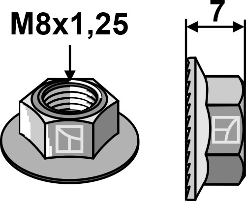 Sechskantmutter mit Flansch - M8x1,25