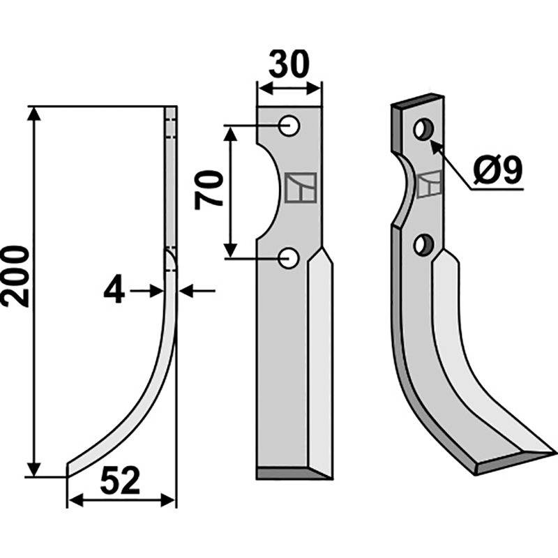 HON-09L Fräsmesser, linke Ausführung Honda F28/AD-CD F28/S Fräsmesser, linke Ausführung IHOF HON-09L