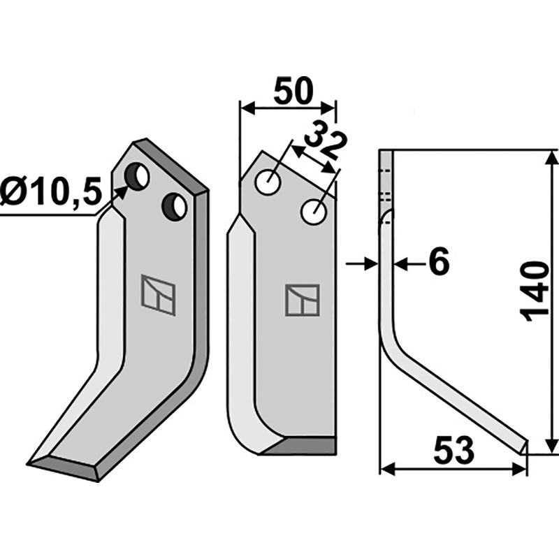 PAS-09R Fräsmesser, rechte Ausführung Pasquali 591-F901 (HP6) - 500095 Fräsmesser, rechte Ausführung IHOF PAS-09R