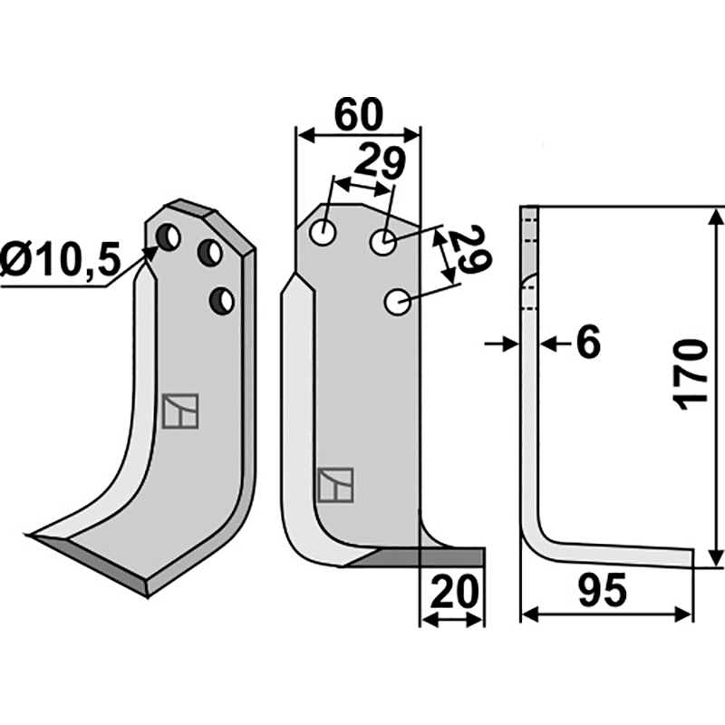 Agria 15454 Fräsmesser, rechte Ausführung IHOF AGR-09R