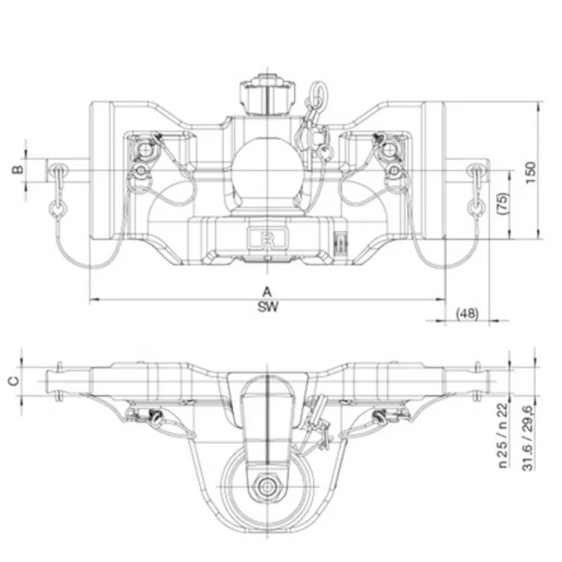 Kugeleinsatz K80 Rockinger RO825A2340C 322mm Kugeleinsatz K80 Rockinger RO825A2340C 322mm