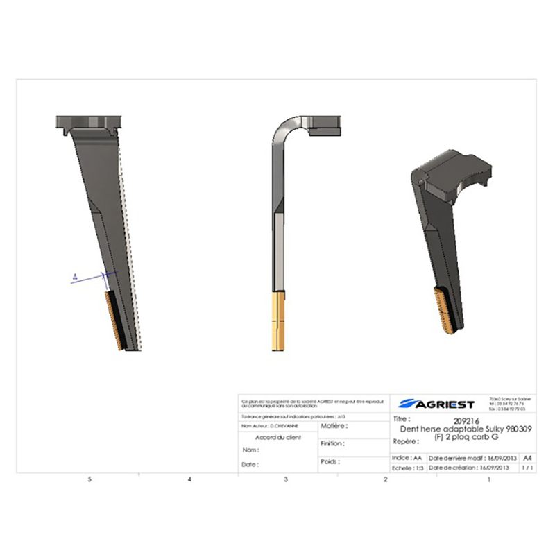 Kreiseleggenzinken Nachbau Sulky 980309 (F) Mit 2 Hartmetallplatten