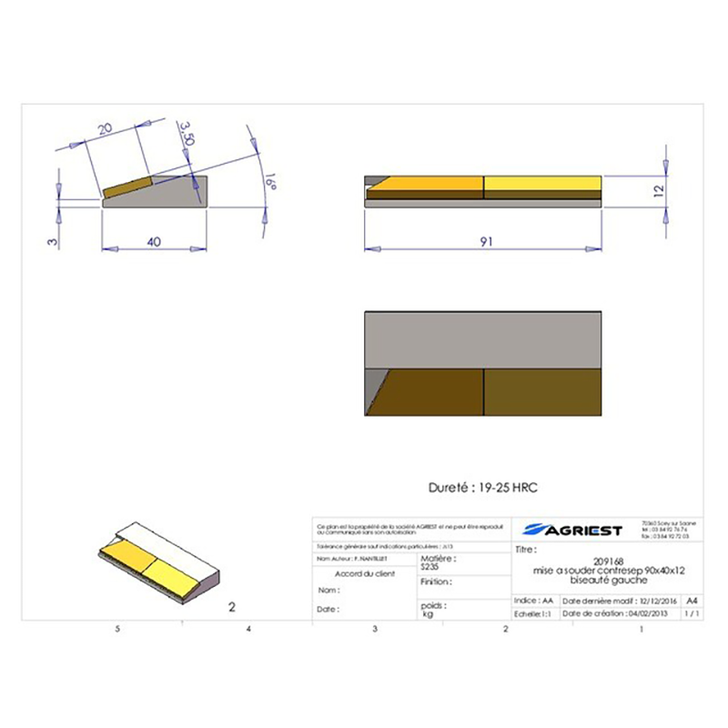 Grubber Anschweißteile Flach Anschweissteil Anlage 90X40X12 Abgeschrägt Hartmetall
